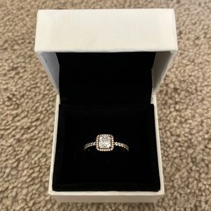 PANDORA square sparkle halo ring.